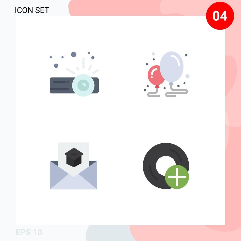 4 platt ikon begrepp för webbplatser mobil och appar enhet e-post ballong fest brev redigerbar vektor design element