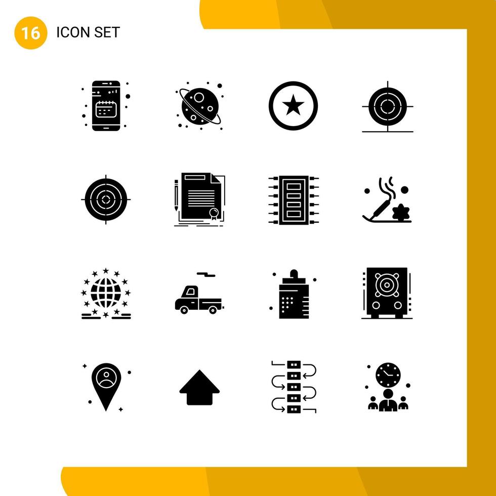 modern uppsättning av 16 fast glyfer pictograph av strategi mål favorit form utbildning redigerbar vektor design element