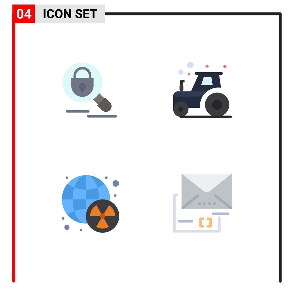 användare gränssnitt packa av 4 grundläggande platt ikoner av Sök radioaktiv internet jordbruk värld redigerbar vektor design element