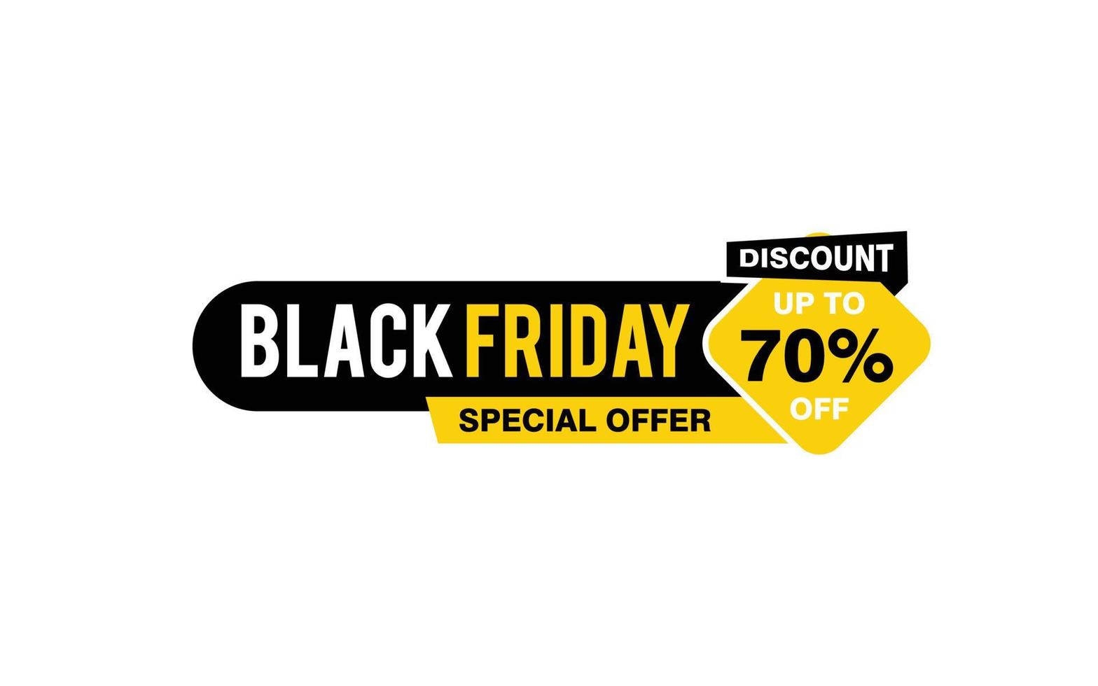 70 Prozent Rabatt Black Friday Angebot, Räumung, Werbebanner-Layout mit Aufkleberstil. vektor