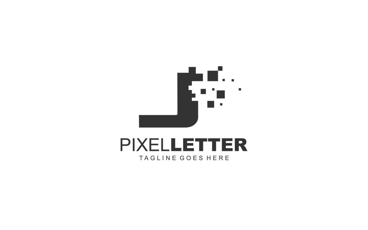 j logotyp pixel för branding företag. digital mall vektor illustration för din varumärke.