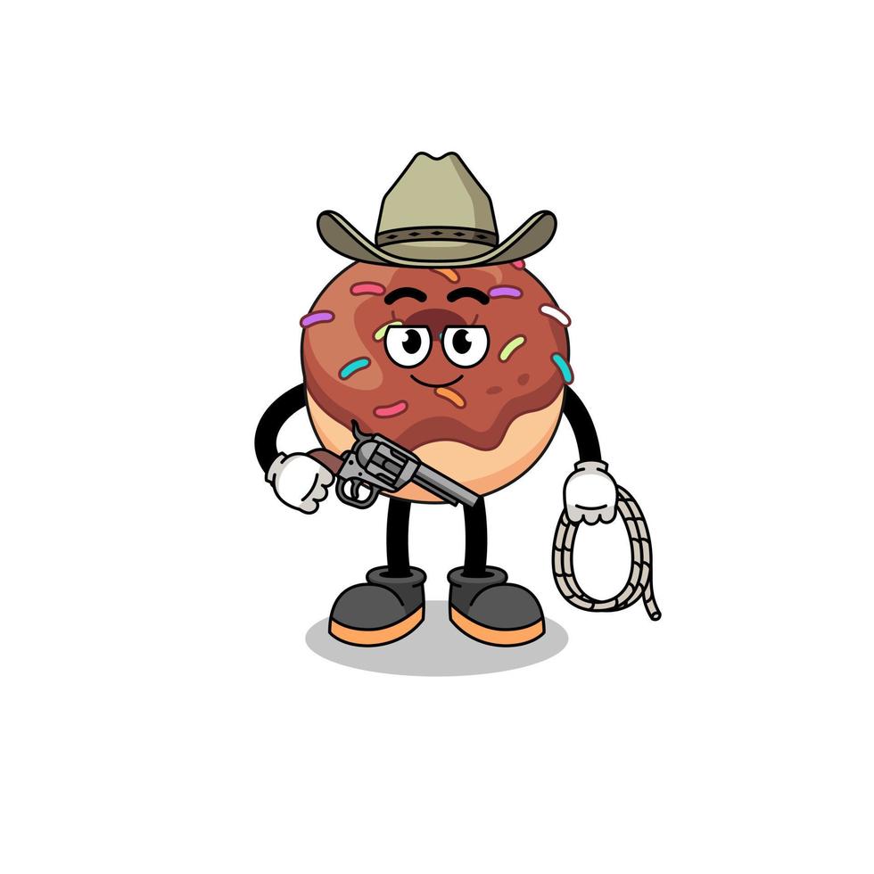 Charaktermaskottchen von Donuts als Cowboy vektor