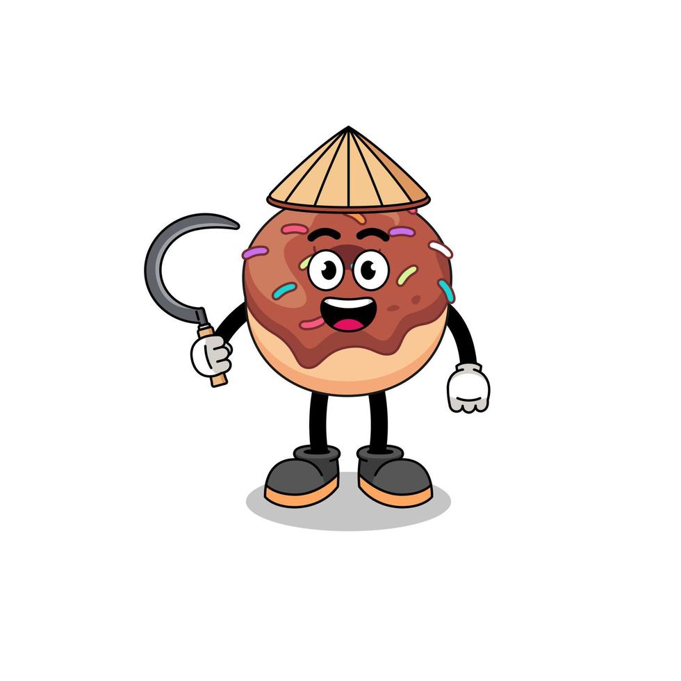 Illustration von Donuts als asiatischer Bauer vektor