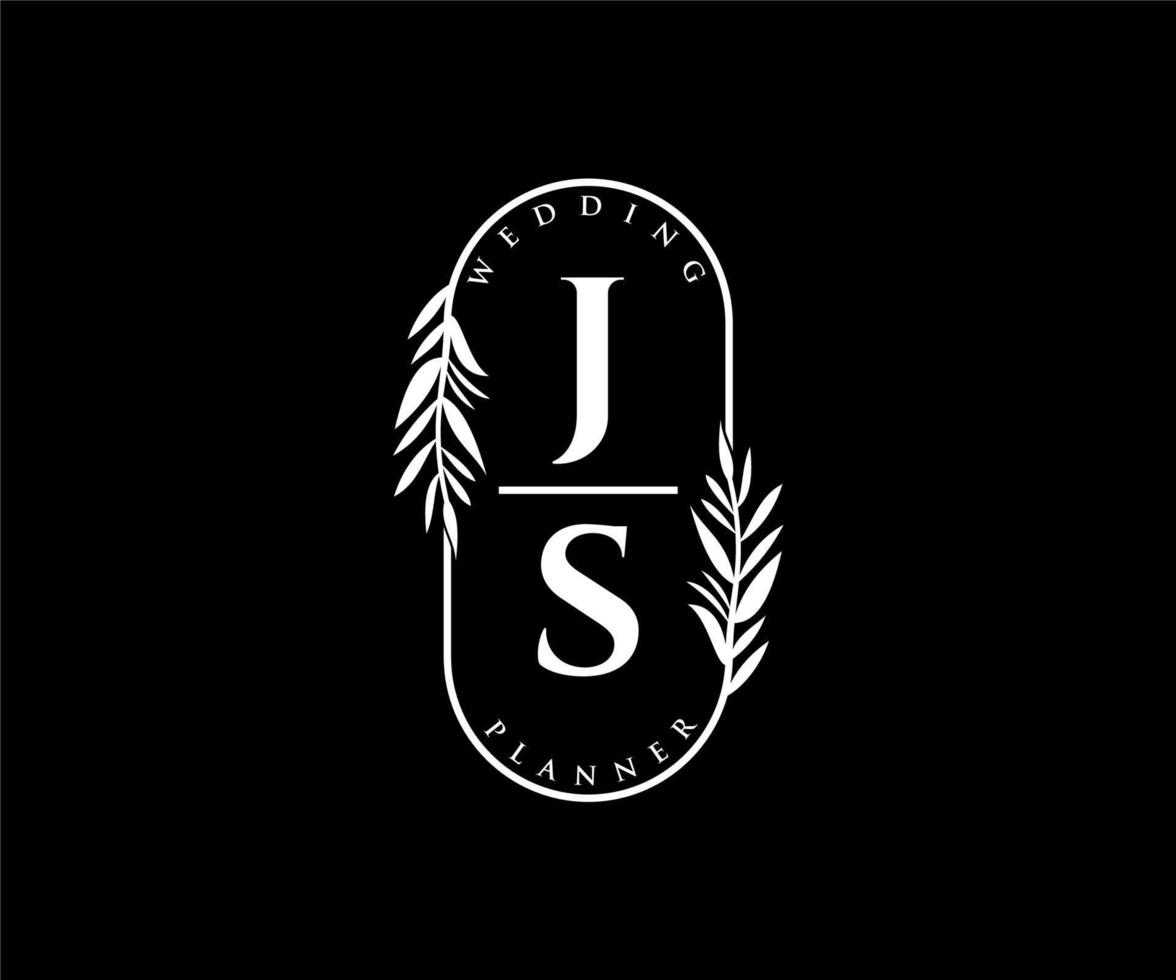 js initialen brief hochzeitsmonogramm logos sammlung, handgezeichnete moderne minimalistische und florale vorlagen für einladungskarten, save the date, elegante identität für restaurant, boutique, café im vektor