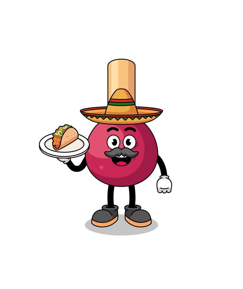 karaktär tecknad serie av tändstickor som en mexikansk kock vektor