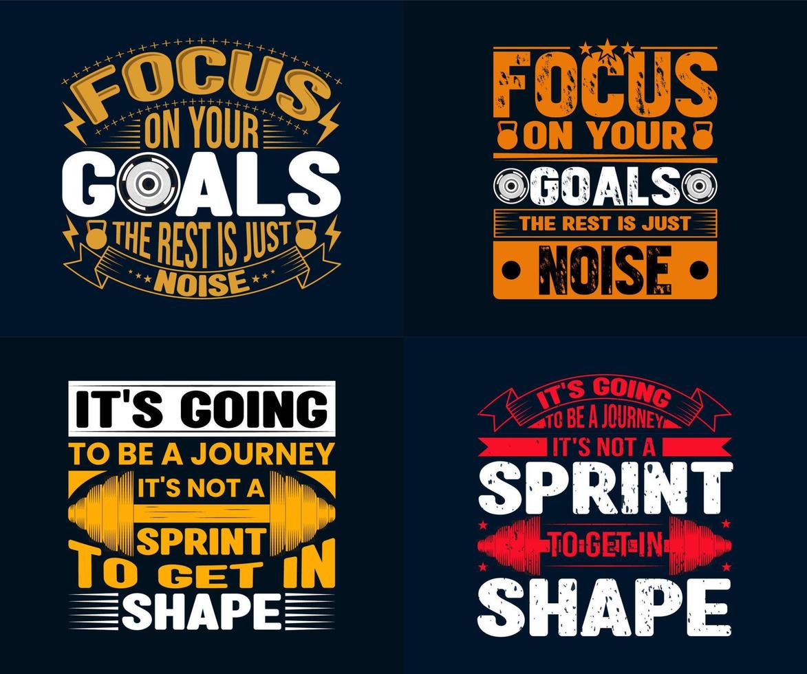 motivierende zitate für trainings-t-shirt-design, fitness-t-shirt-design-bündel vektor