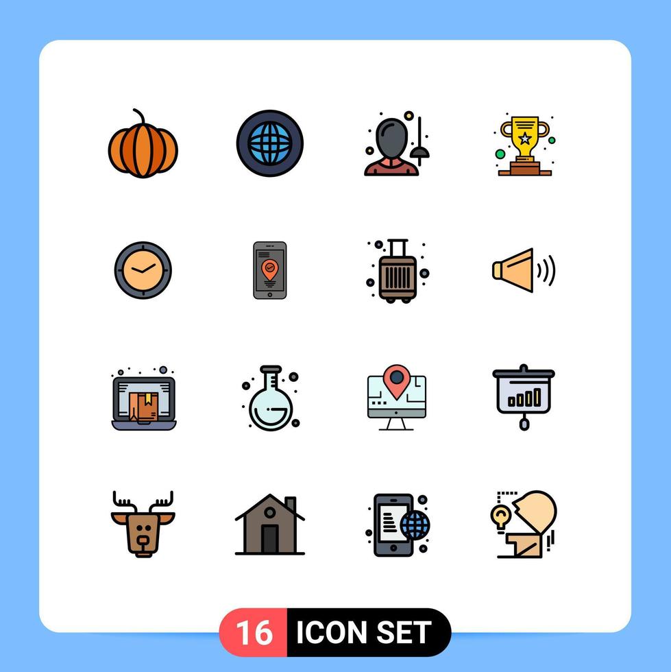 uppsättning av 16 modern ui ikoner symboler tecken för timer Kolla på fäktning Framgång kopp redigerbar kreativ vektor design element
