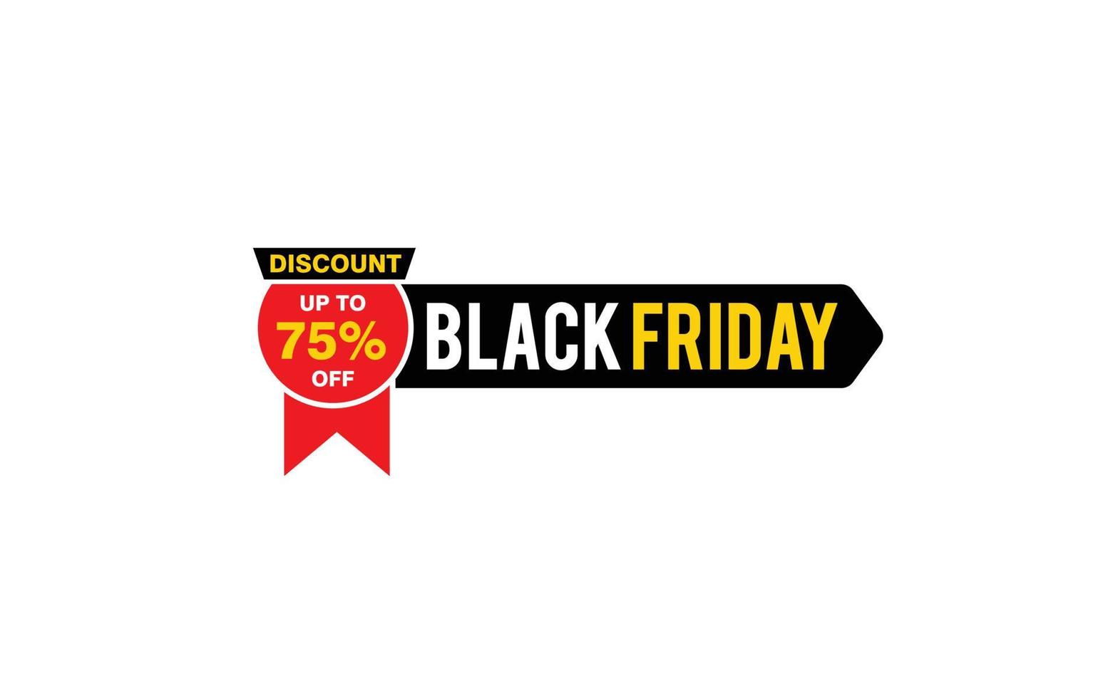 75 Prozent Rabatt Black Friday Angebot, Räumung, Werbebanner-Layout mit Aufkleberstil. vektor