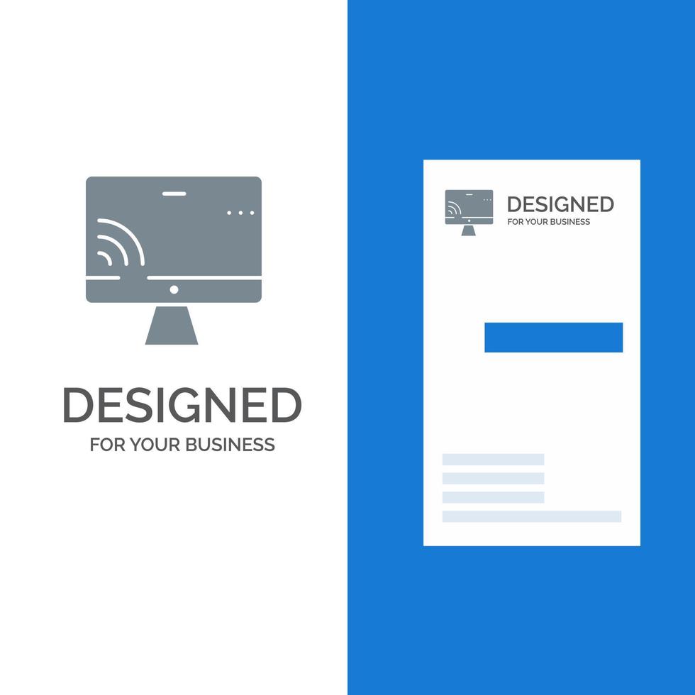 bildschirm monitor wifi grau logo design und visitenkartenvorlage vektor