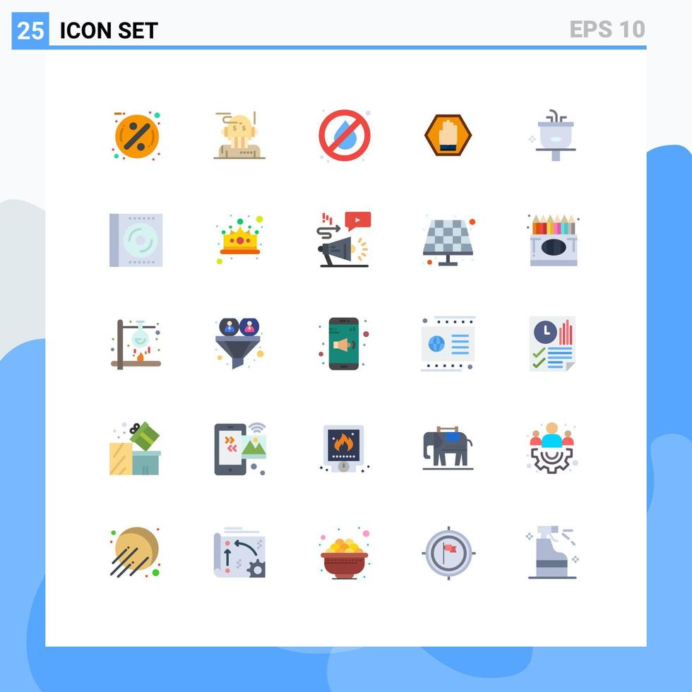 modern uppsättning av 25 platt färger pictograph av handfat trafik analytiker tecken sluta redigerbar vektor design element