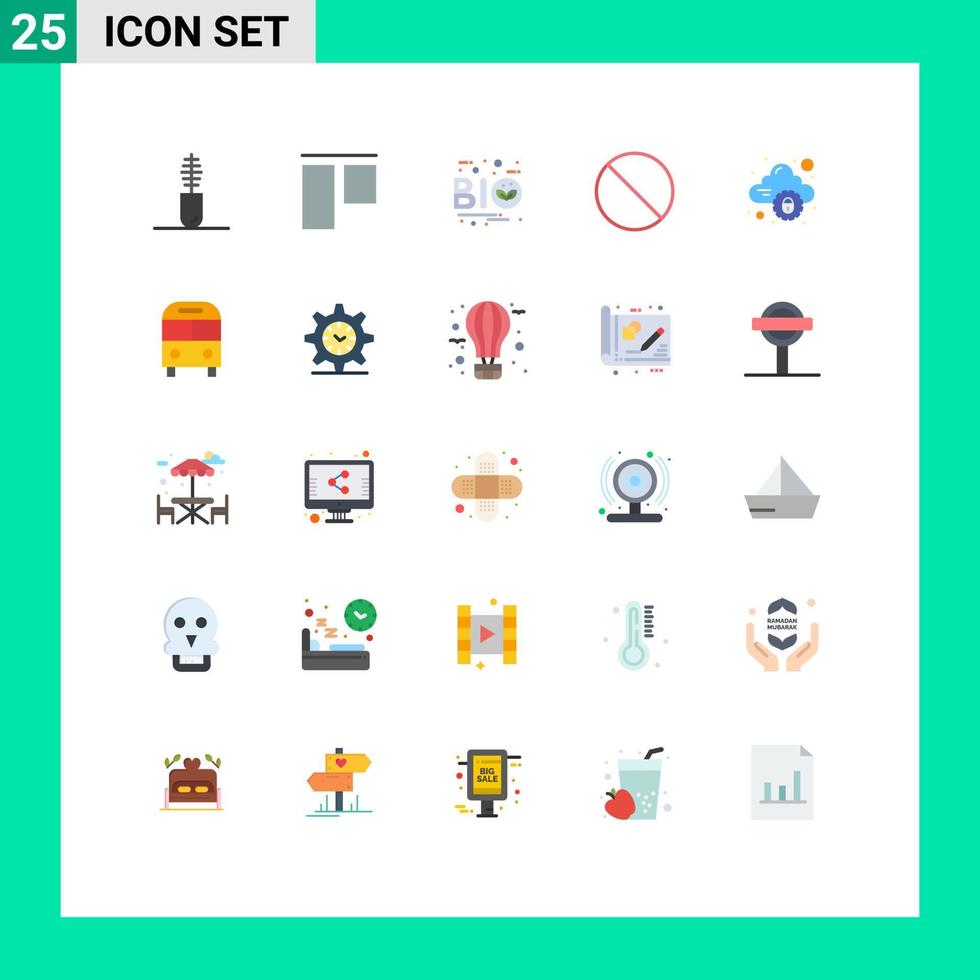 25 användare gränssnitt platt Färg packa av modern tecken och symboler av säkra moln eco sluta annullera redigerbar vektor design element