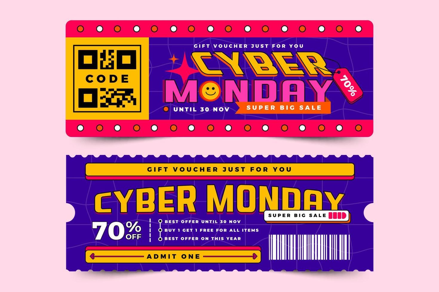 cyber måndag voucher eller kupong design mall är lätt till skräddarsy vektor