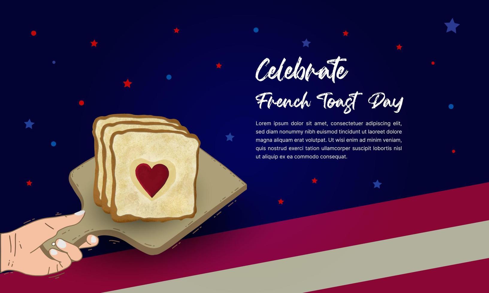 Lycklig franska rostat bröd dag, fira nationell franska rostat bröd dag, november 28 bakgrund vektor design