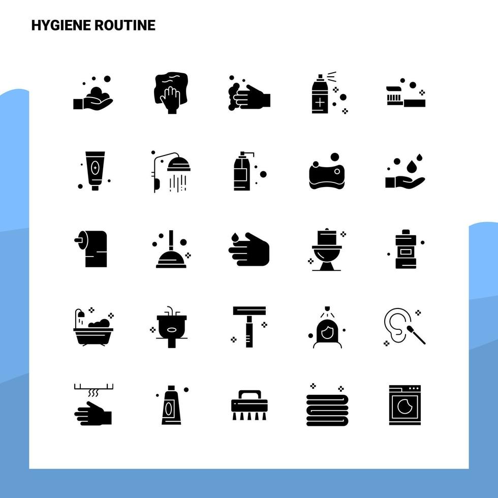 25 Symbole für Hygieneroutinen. Solide Glyphen-Icon-Vektor-Illustrationsvorlage für Web und Mobile. ideen für unternehmen. vektor