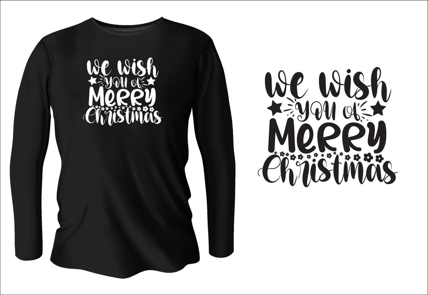 Wir wünschen Ihnen ein frohes Weihnachts-T-Shirt-Design mit Vektor