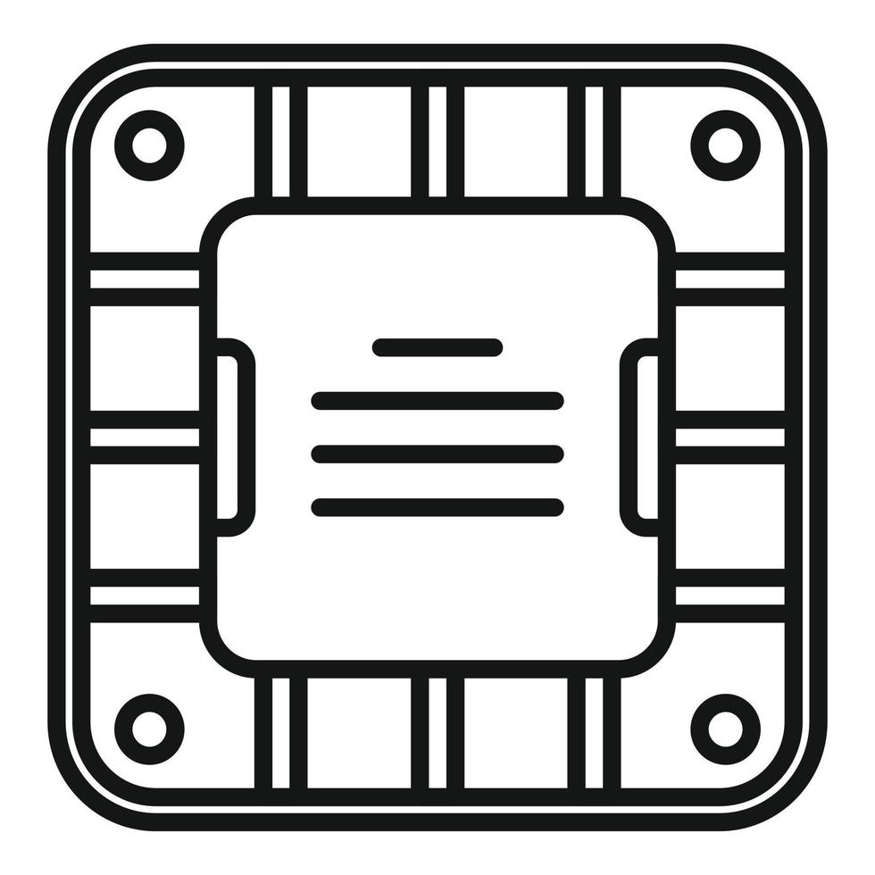 Umrissvektor für digitale CPU-Symbole. Chip-Schaltung vektor