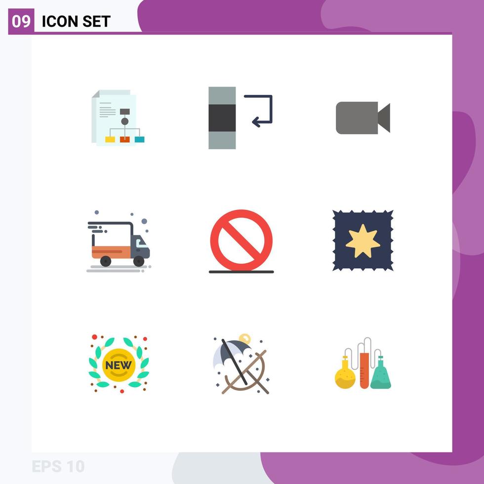 Stock Vector Icon Pack mit 9 Zeilen Zeichen und Symbolen für Baby Media Bild schließen Lieferwagen editierbare Vektordesign-Elemente