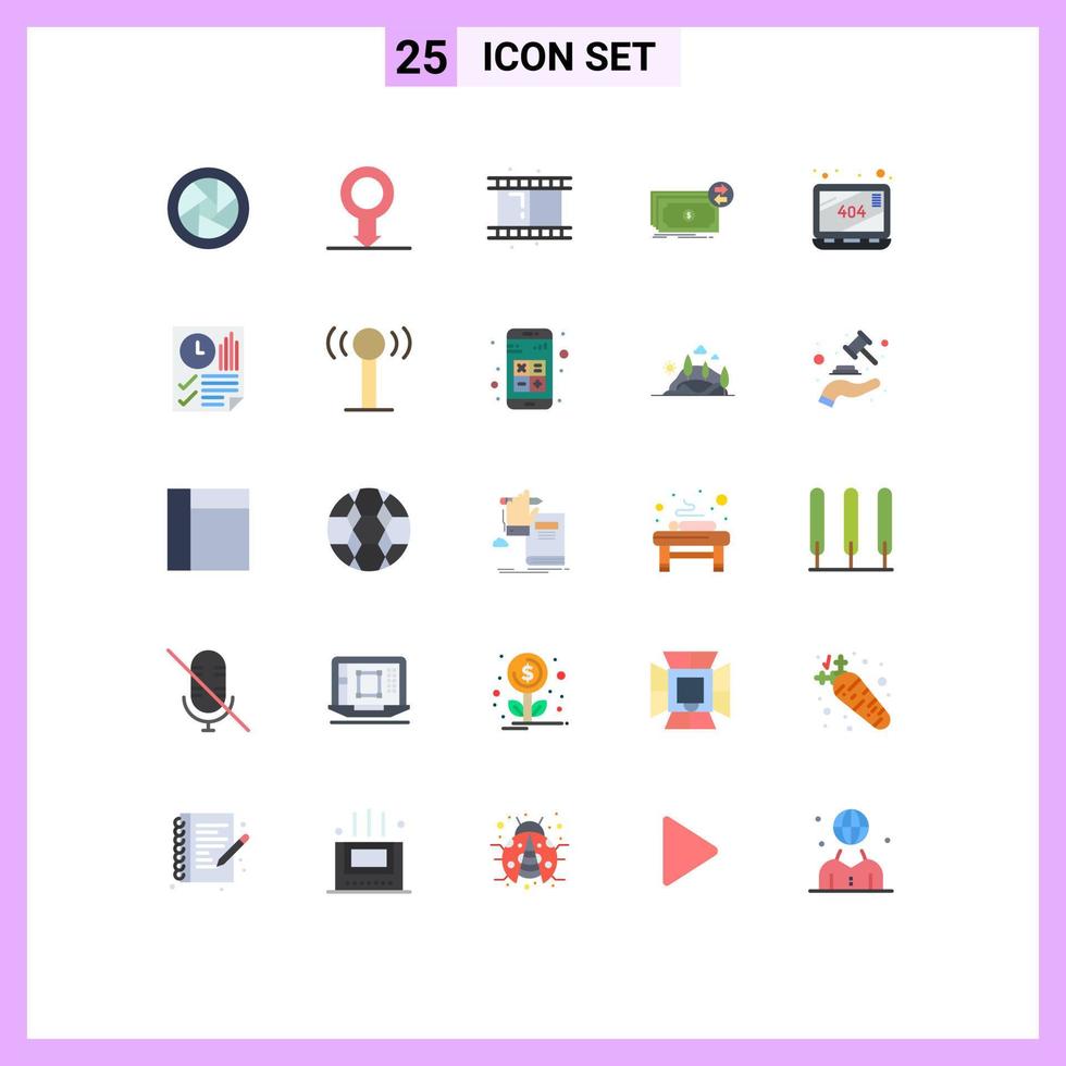 25 kreativ ikoner modern tecken och symboler av data saknas video fel strömma redigerbar vektor design element