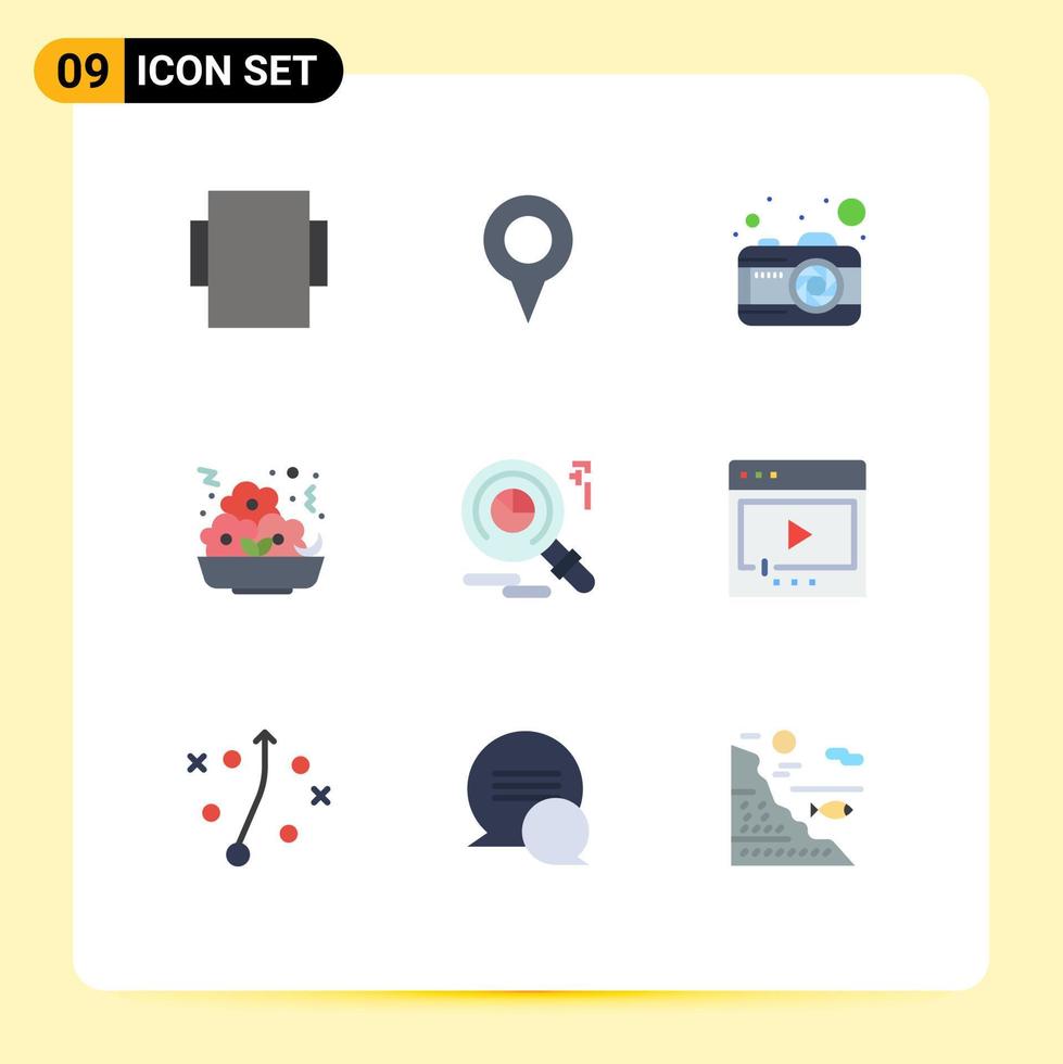 9 universell platt färger uppsättning för webb och mobil tillämpningar media markering bild faind guldklimp redigerbar vektor design element