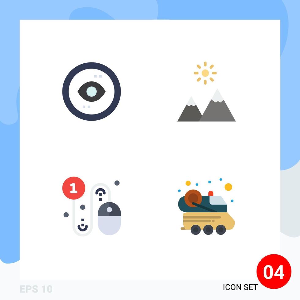 universelle Symbolsymbole Gruppe von 4 modernen flachen Symbolen von Browser Business ui Mountain Klicken Sie auf editierbare Vektordesign-Elemente vektor