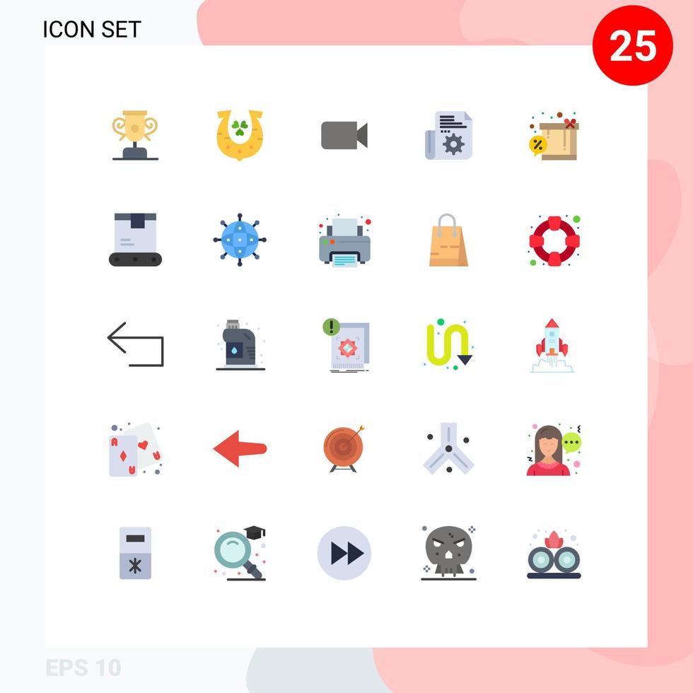 25 universell platt färger uppsättning för webb och mobil tillämpningar gåva låda bild verktyg mapp redigerbar vektor design element