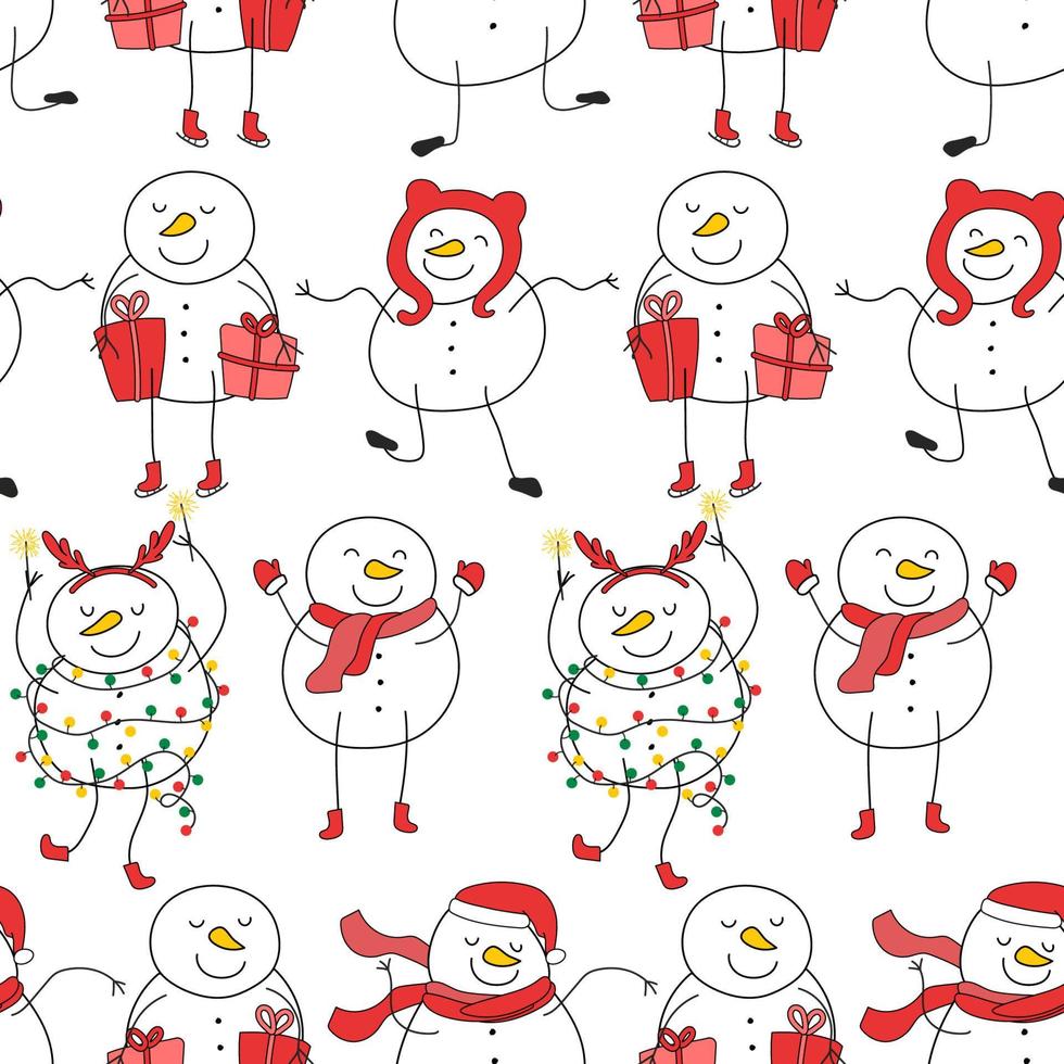 sömlös mönster med jul snowmen vektor illustration