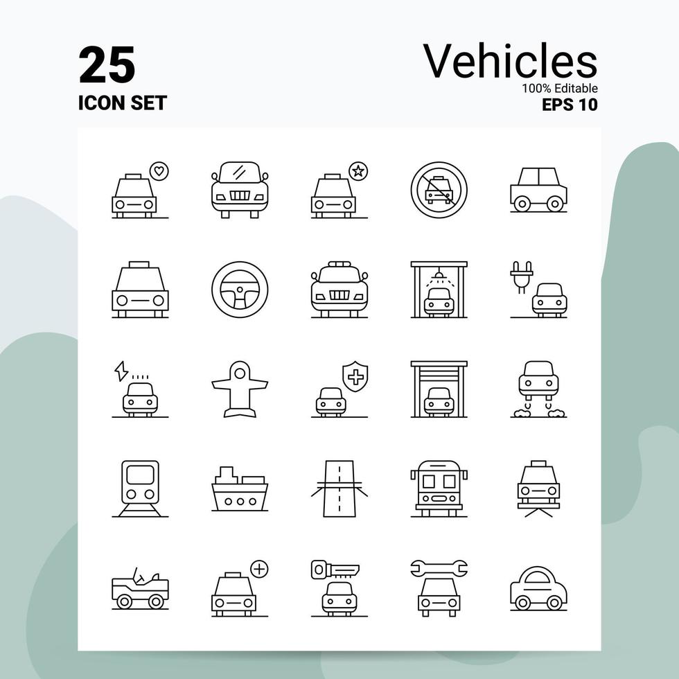 25 Fahrzeuge Icon Set 100 bearbeitbare Eps 10 Dateien Business Logo Konzept Ideen Linie Icon Design vektor