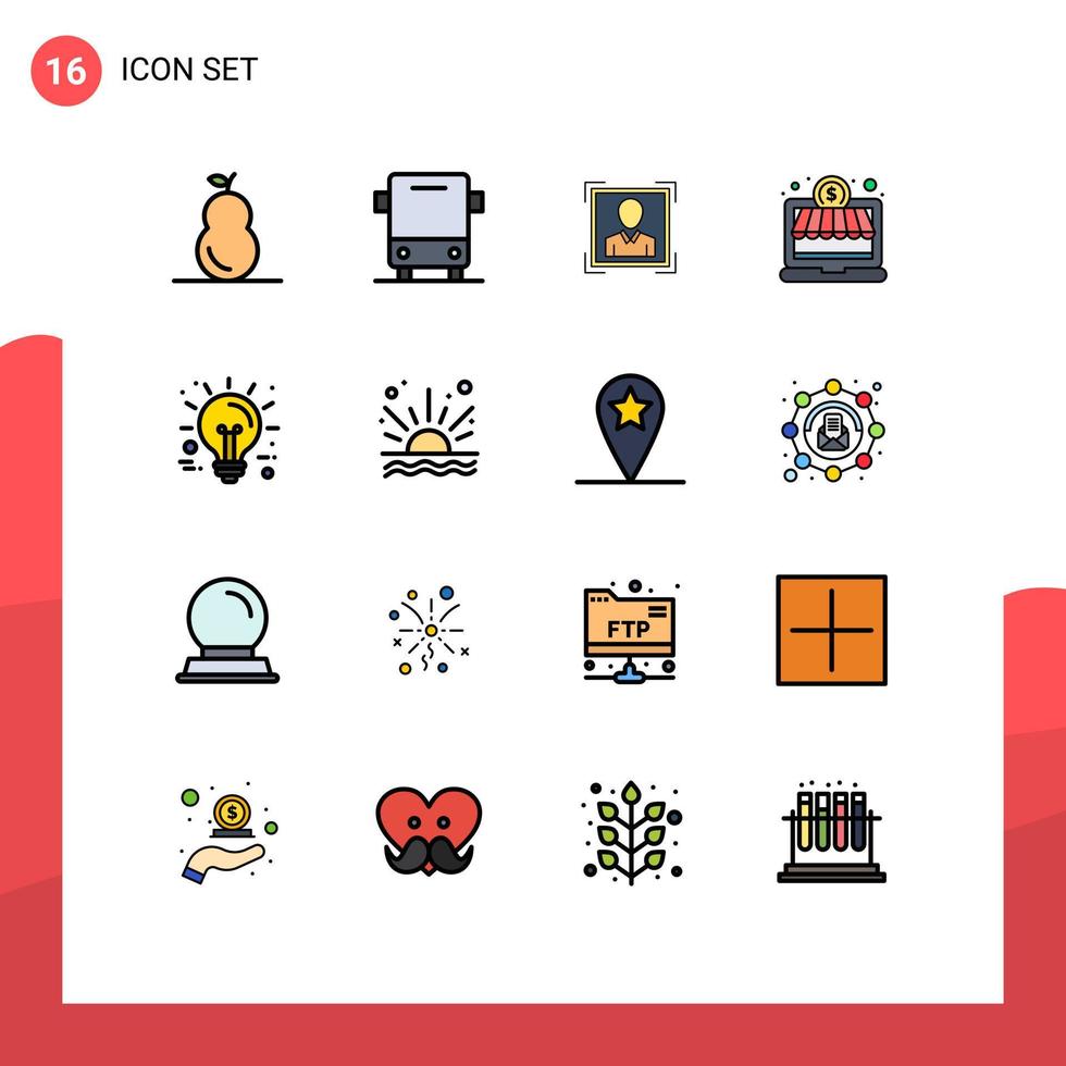 16 kreative Symbole moderne Zeichen und Symbole der Innovation Geschäftsbenutzer Geld Online-Shop editierbare kreative Vektordesign-Elemente vektor