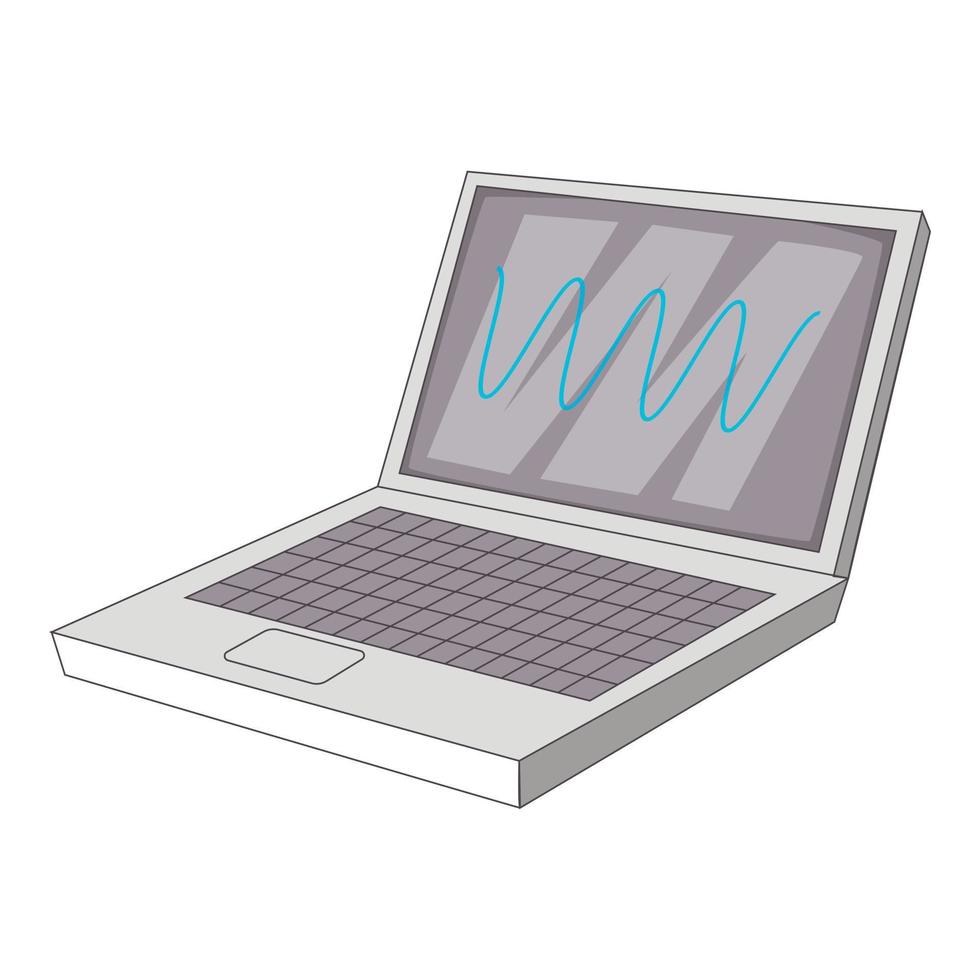 Laptop mit Schallwellen-Symbol, Cartoon-Stil vektor