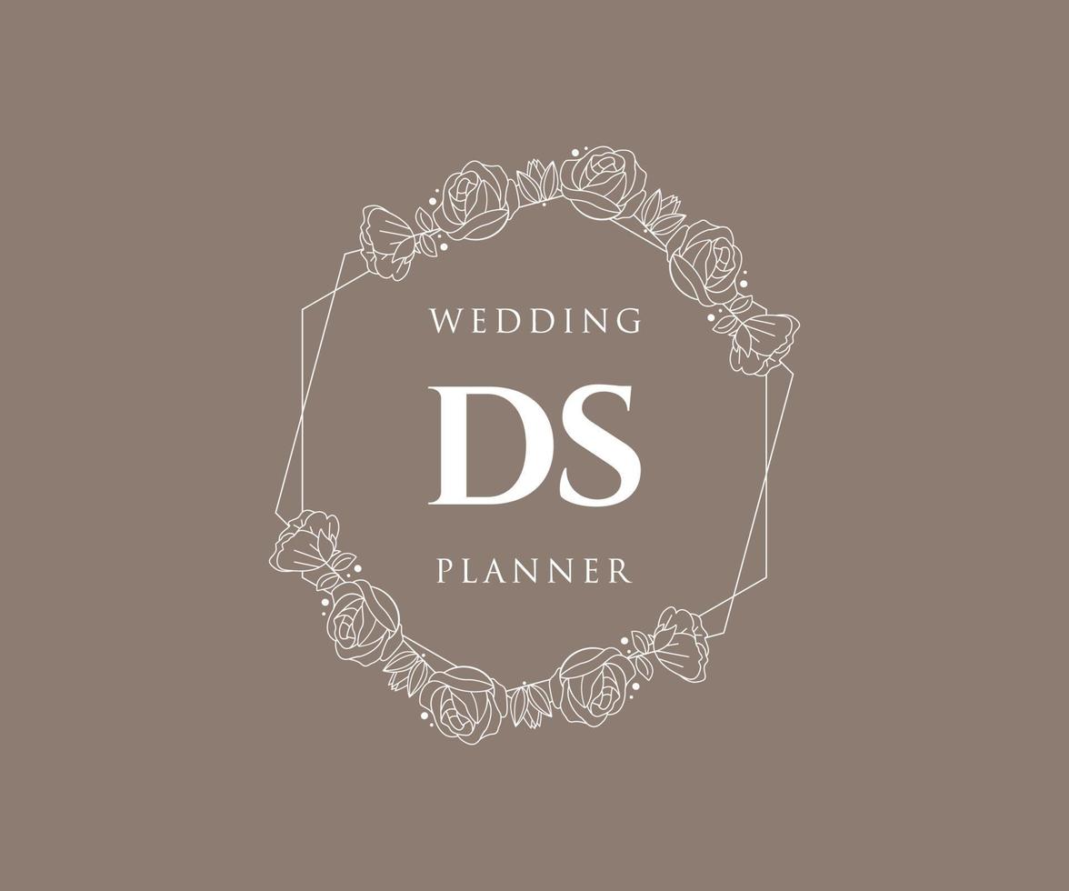 ds initialen brief hochzeitsmonogramm logos sammlung, handgezeichnete moderne minimalistische und florale vorlagen für einladungskarten, save the date, elegante identität für restaurant, boutique, café im vektor