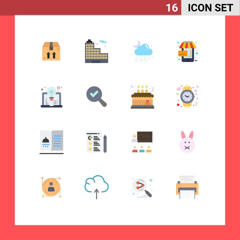 16 universell platt färger uppsättning för webb och mobil tillämpningar aning dator väder konst handel redigerbar packa av kreativ vektor design element