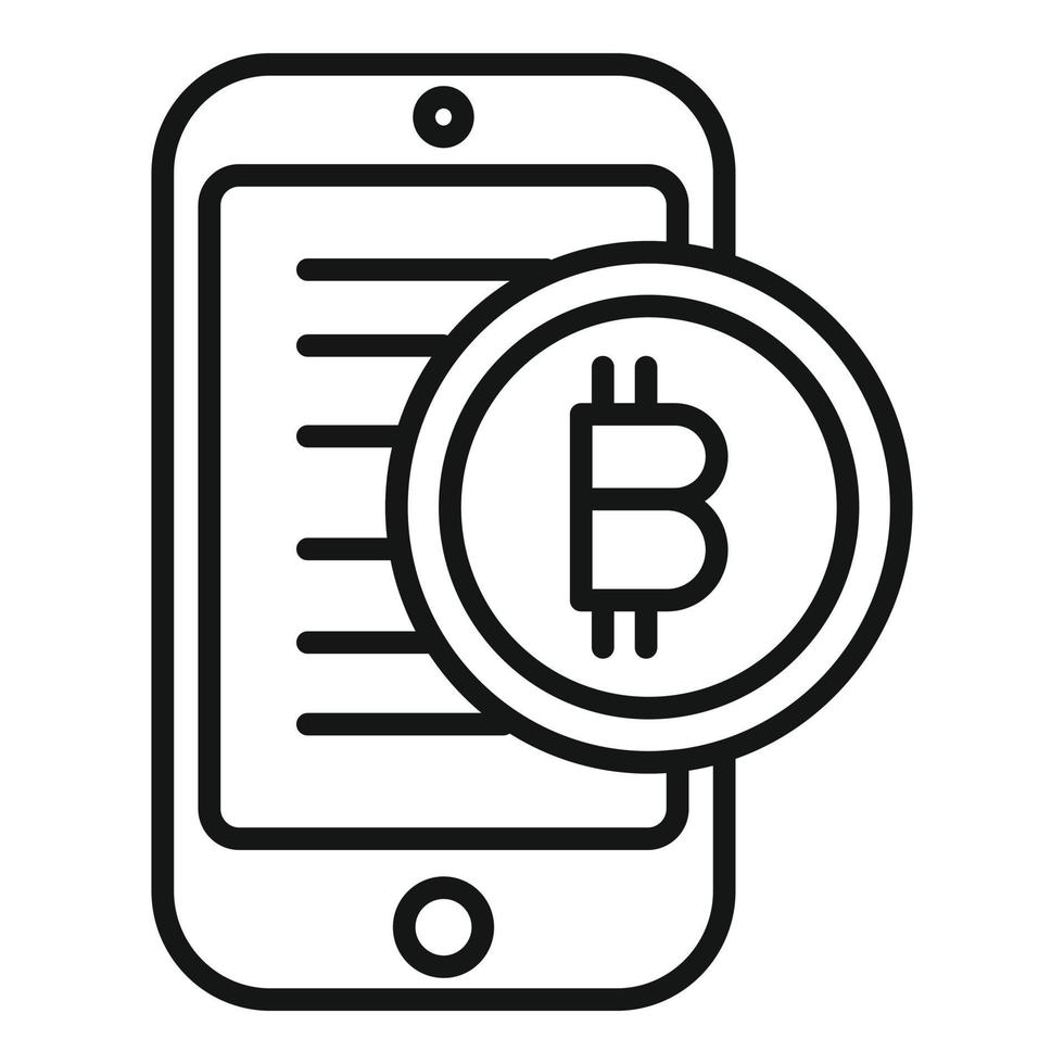 Symbol Umrissvektor für Telefonfinanzen. Krypto-Bitcoin vektor