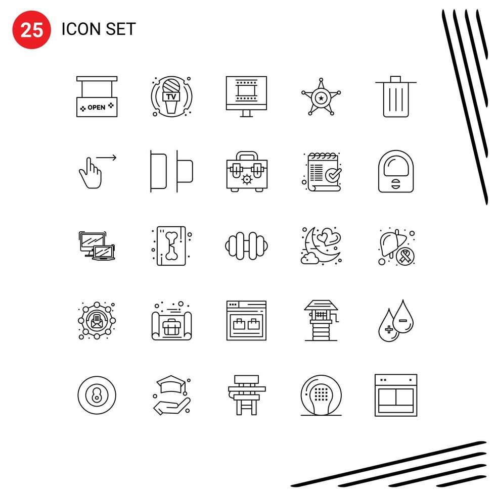 Aktienvektor-Icon-Pack mit 25 Zeilenzeichen und Symbolen für bearbeitbare Vektordesign-Elemente für US-Nachrichtenstar-Männer vektor