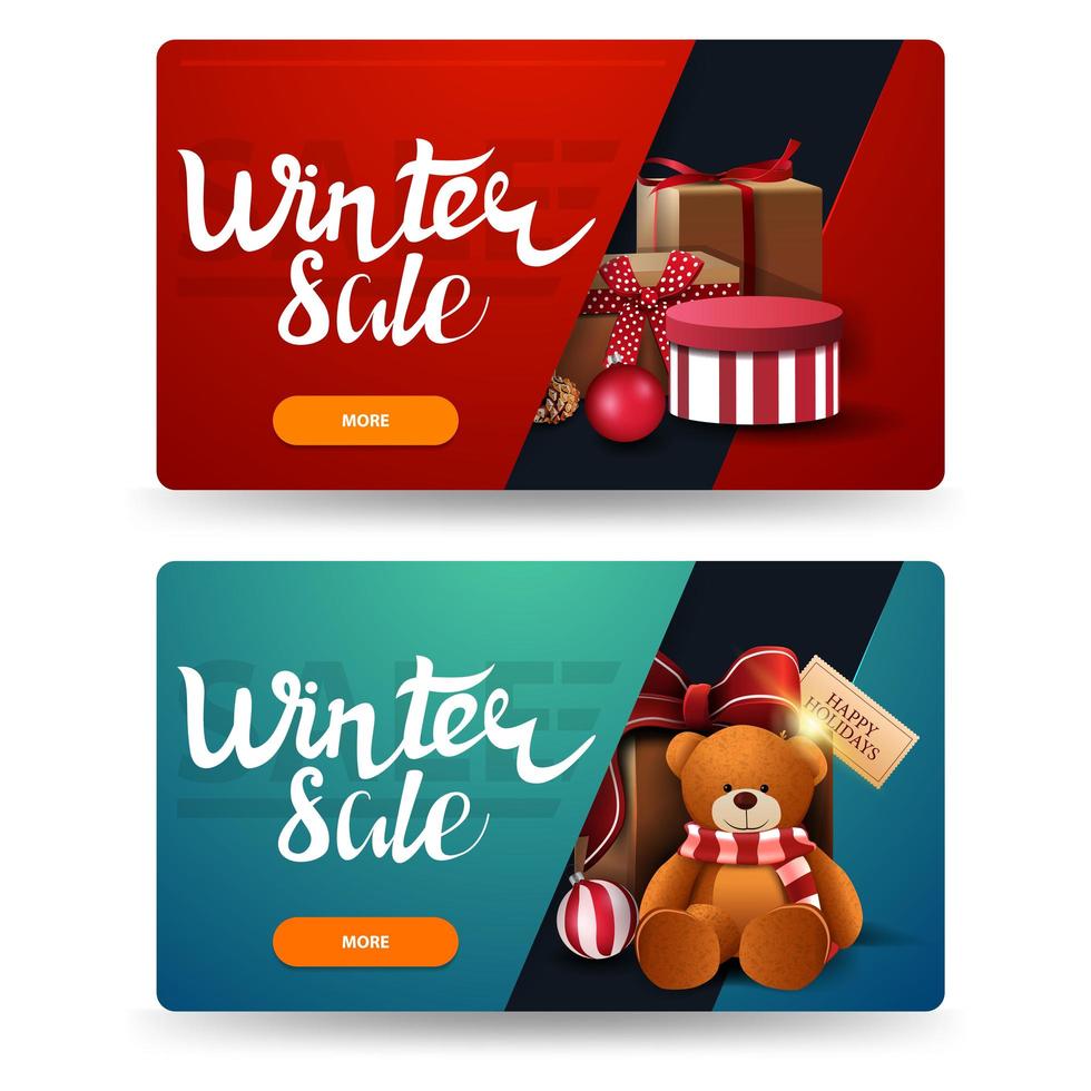 Winter Rabatt Banner mit Geschenken isoliert vektor