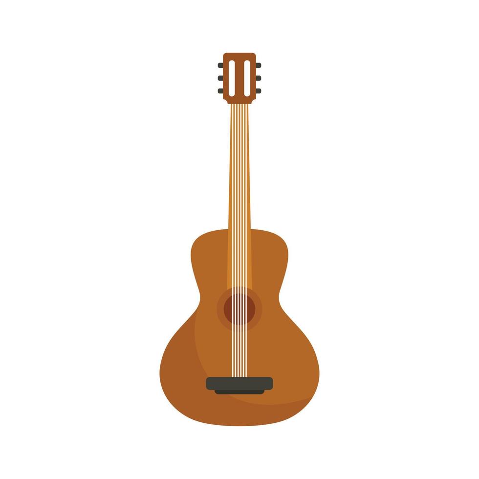 akustisk gitarr ikon platt isolerat vektor