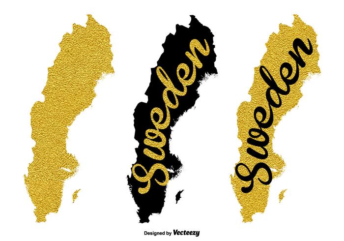 Guld Sverige Karta Vektor
