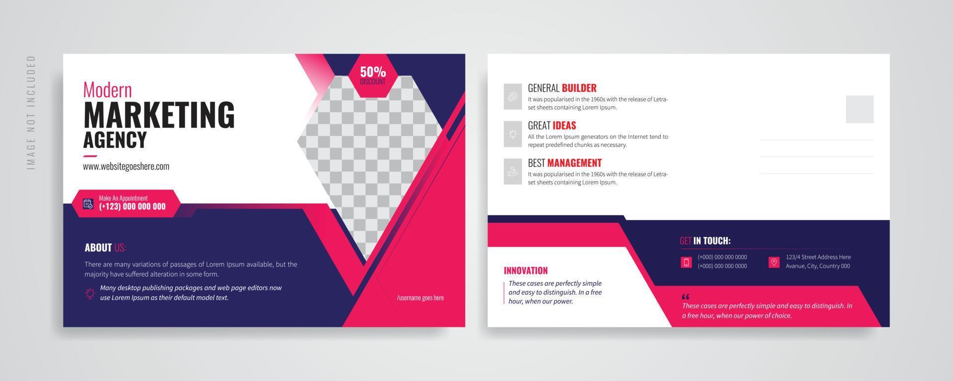 Firmenpostkarten-Vorlagendesign. Business-Postkarten-Design, Event-Karten-Design, EDM-Vorlagen-Vektordesign für Direktmailings vektor