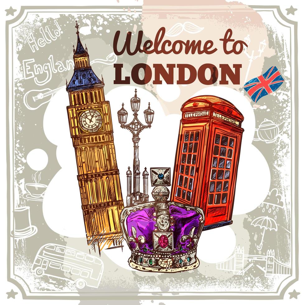 London Skizze Poster vektor