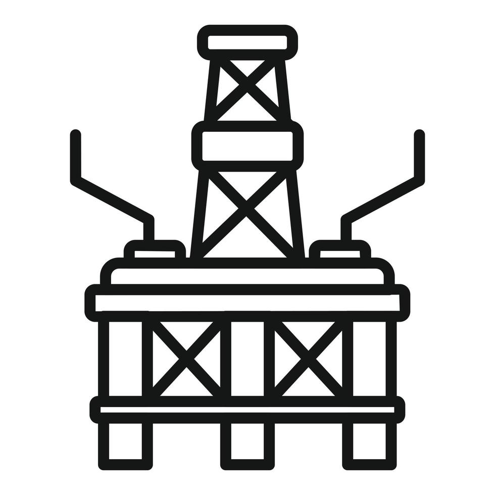 Offshore-Rig-Symbol-Umrissvektor. Öl Meer vektor