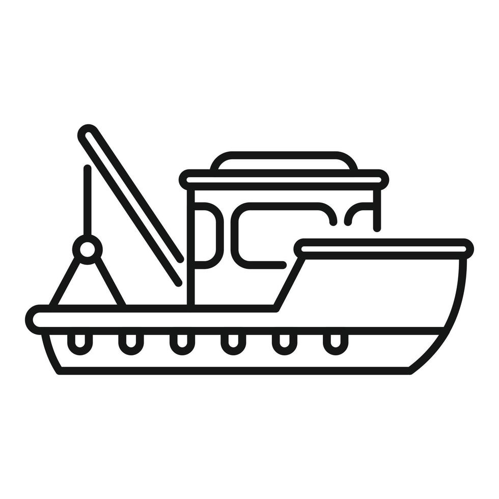 Hafen Fischboot Symbol Umrissvektor. Fischereischiff vektor