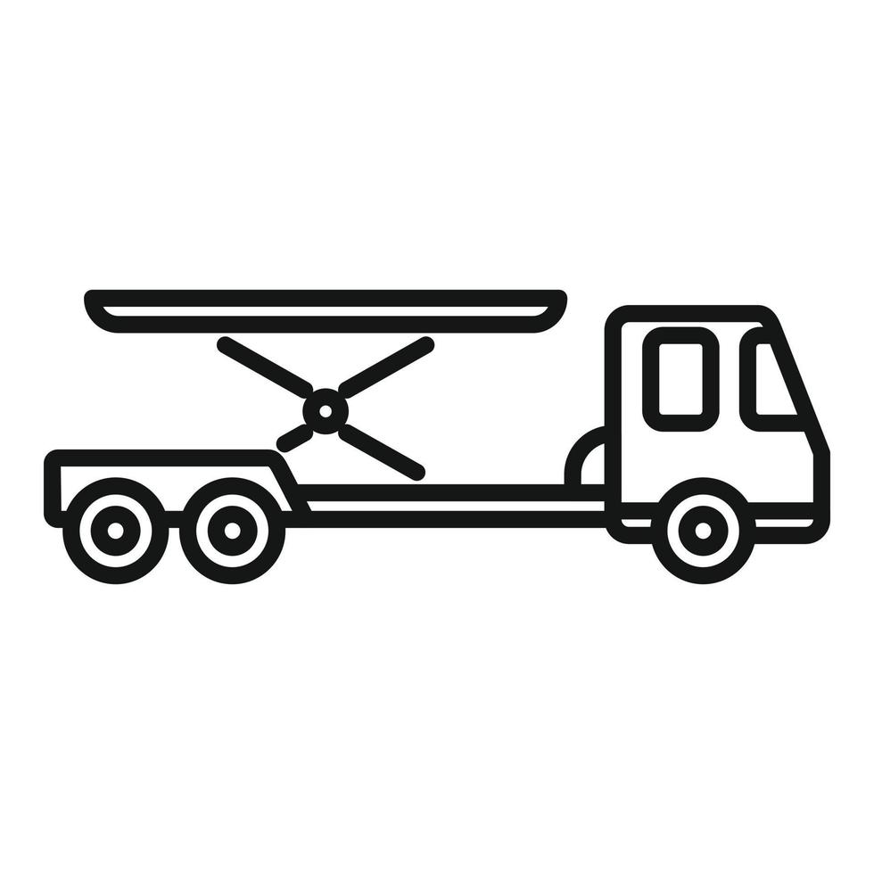 Fracht-LKW-Symbol Umrissvektor. Flughafenunterstützung vektor