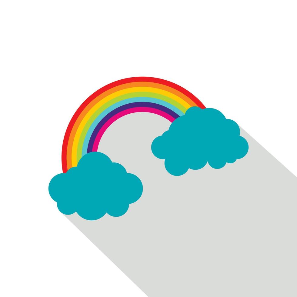 Regenbogen und Wolken-Symbol, flacher Stil vektor