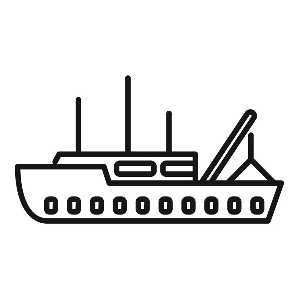 marin fisk båt ikon översikt vektor. fiske fartyg vektor