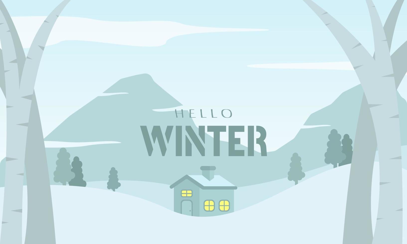 vinter- säsong bakgrund med liten hus vektor