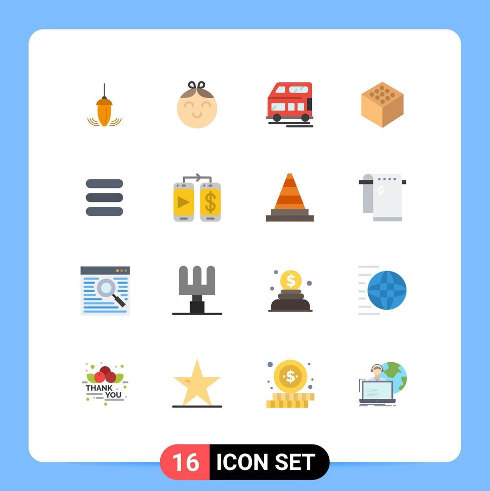 16 platt Färg begrepp för webbplatser mobil och appar mobil uppgift buss lista kub redigerbar packa av kreativ vektor design element