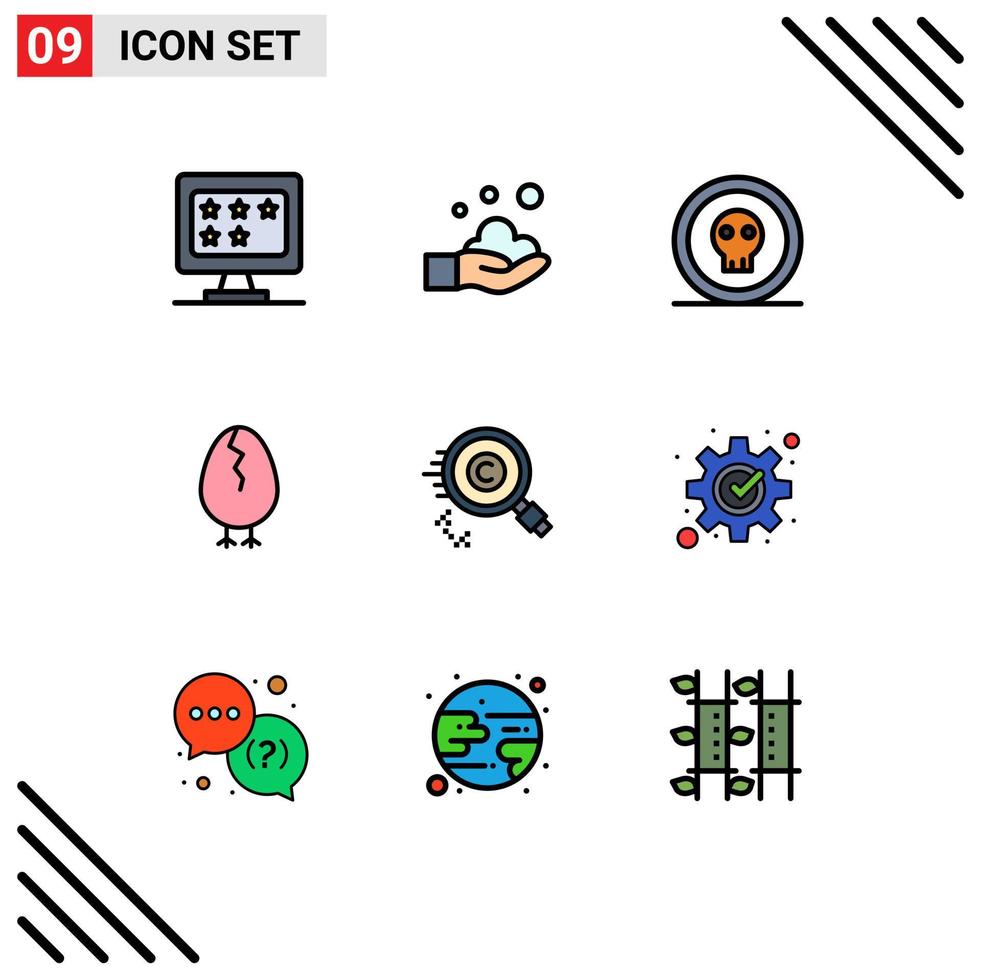 fylld linje platt Färg packa av 9 universell symboler av innehåll bebis mynt påsk pirat redigerbar vektor design element