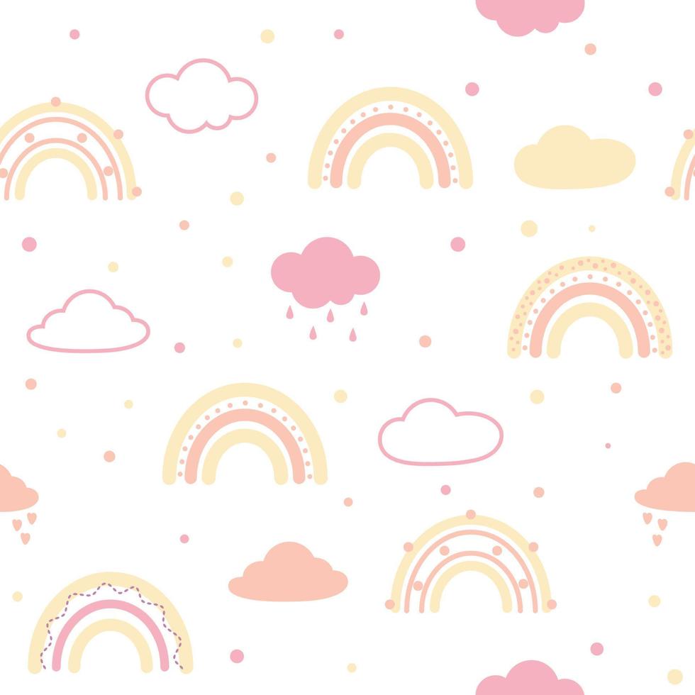 skön mönster med regnbågar och moln. vektor