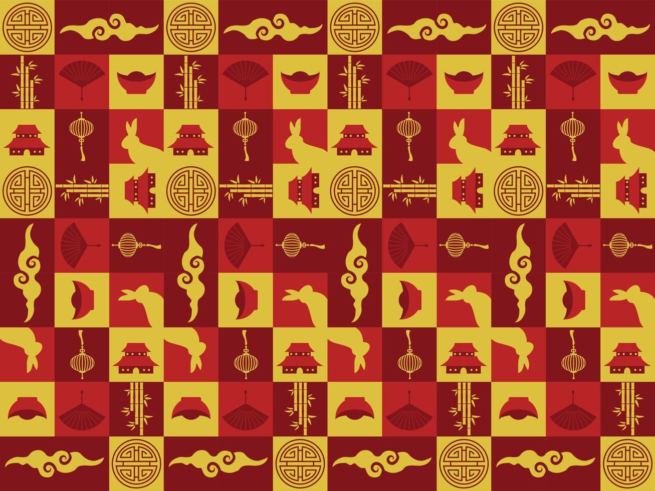 geometrisk kinesisk ny år bakgrund zodiaken japansk vektor mönster sömlös rik röd lunar asiatisk