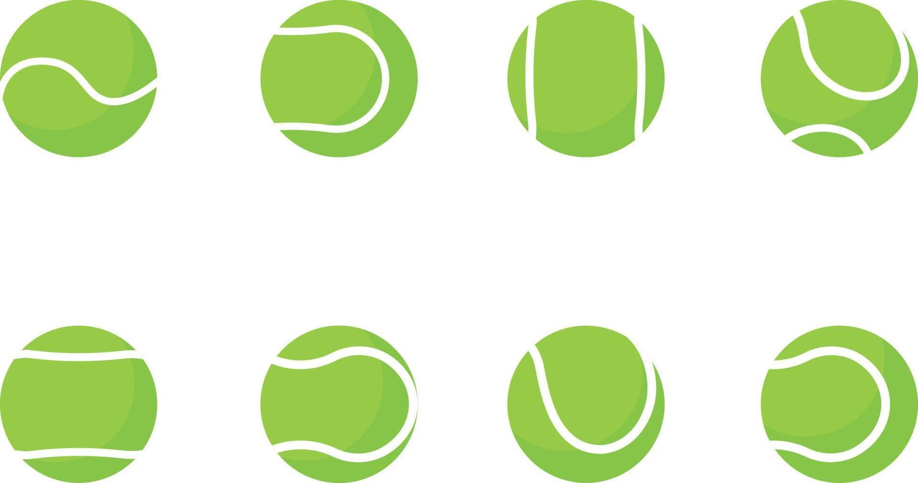Vektor grüne Tennisball-Sammlung. Tennisball-Set isoliert auf weißem Hintergrund