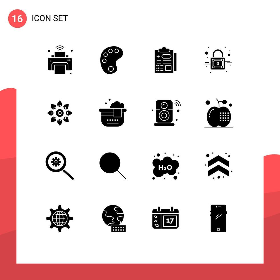 gruppe von 16 soliden glyphen zeichen und symbole für diwali dekorieren das gesundheitswesen feiern schloss editierbare vektordesignelemente vektor